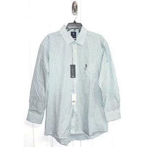 U.S. Polo Assn. Slim Fit Long Sleeve Plaid Button Down Blue/Green XL 17-17.5 $50